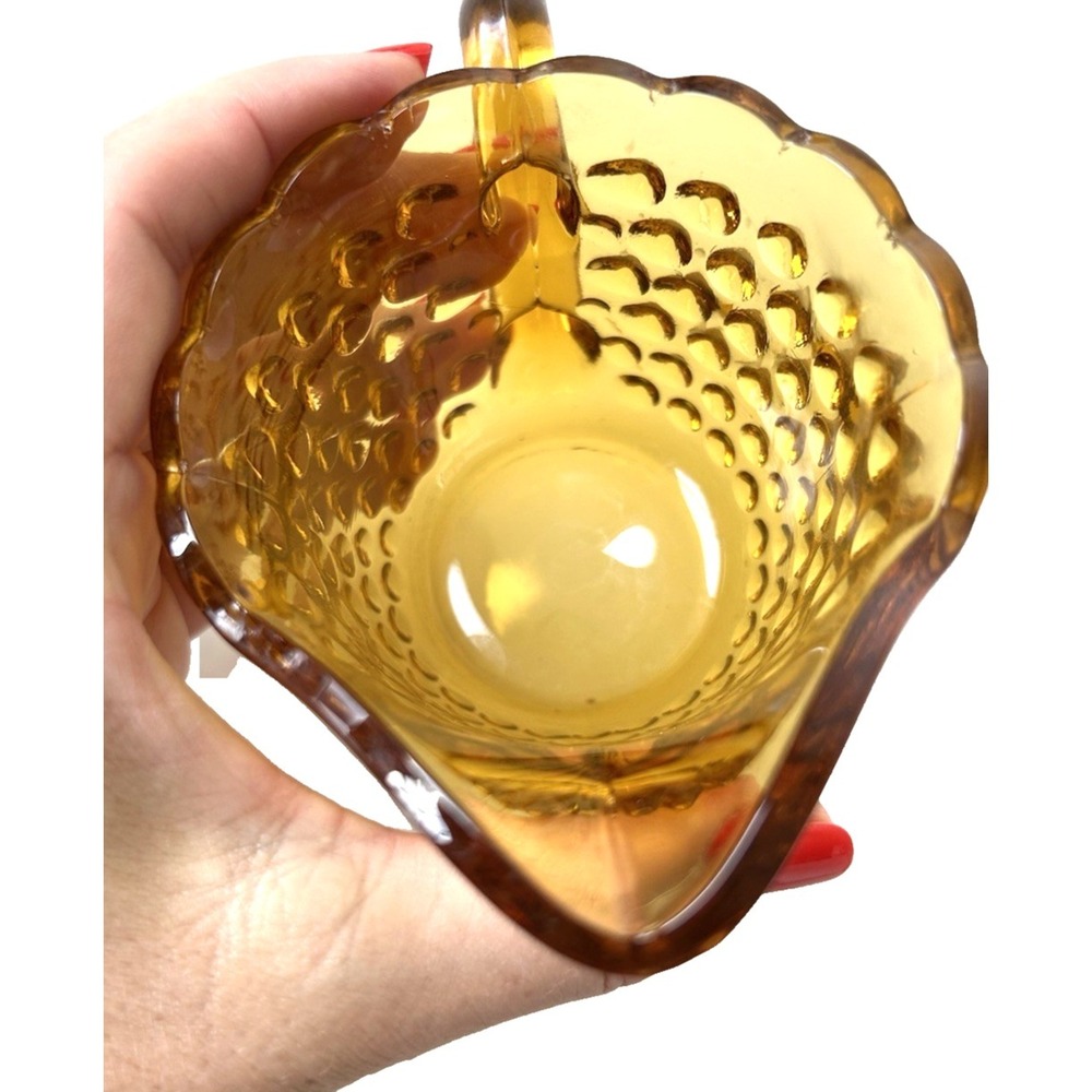70s LE Smith Hobnail Yellow Gold Glass Sugar and Creamer Set Scalloped - Picture 6 of 11